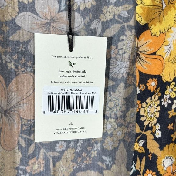 SPELL GYPSY COLLECTIVE HIBISCUS LANE MAXI ROBE IN LICORICE NWT M/L RARE - Picture 9 of 9